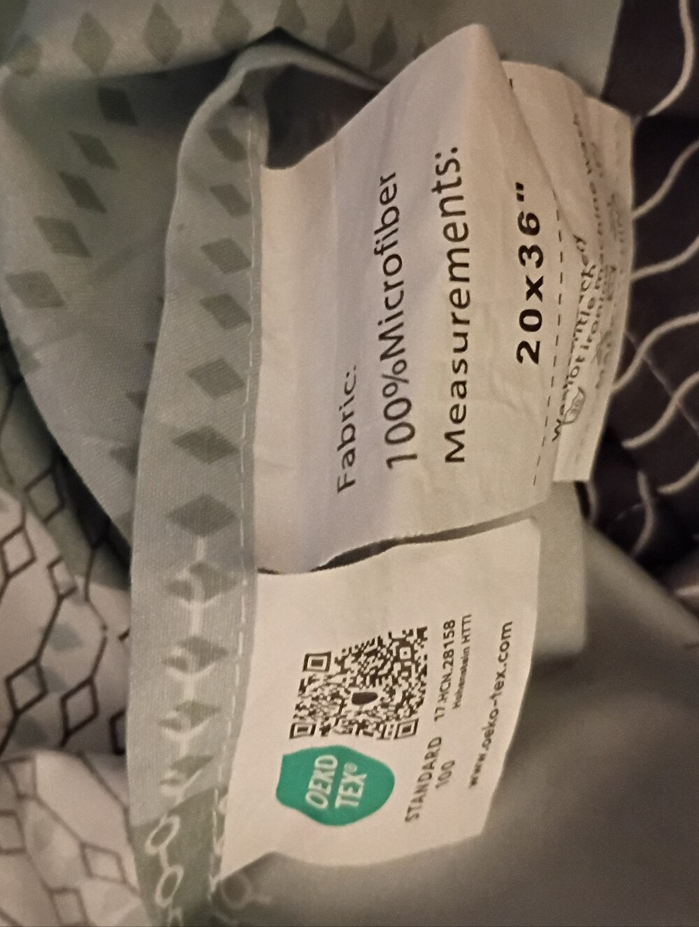 Oeko-Tex Green,Gray Multicolored Pillowcase  Geometric Pattern Nicely Quilted 🏡
